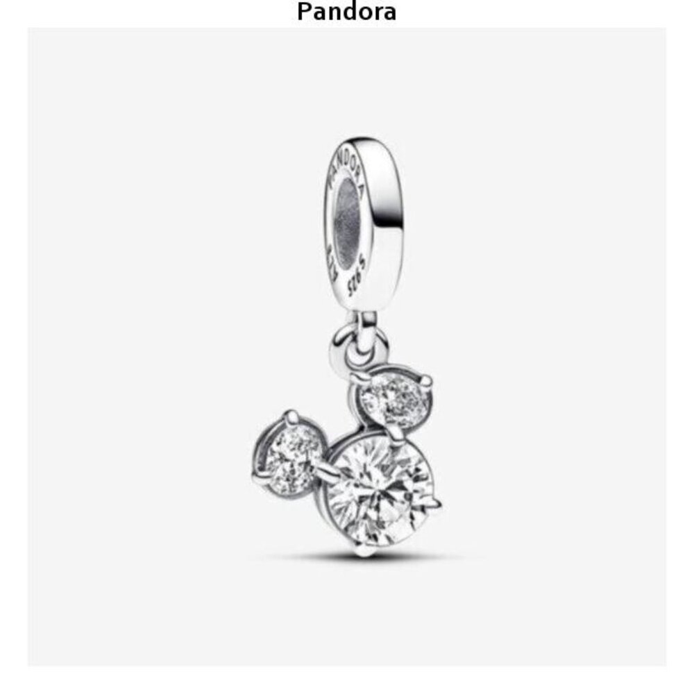 Pandora Mickey Mouse Sparkling Head Silhouette Dangle Charm